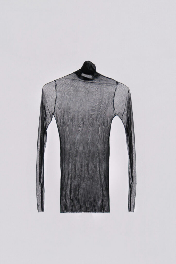 Black Silk Mesh Top - Turtle Neck